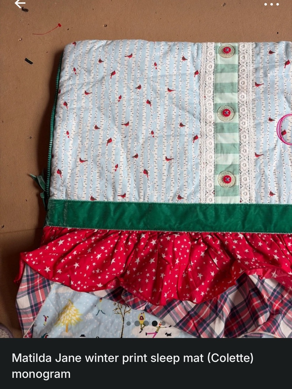 Matilda Jane Light Blue, Green & Red Quilted Sleep Mat